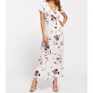 ✨2xHP✨Surplice Neckline Florals Chiffon Dress✨